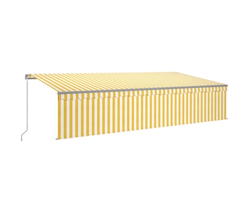 Toldo retráctil manual con persiana y LED amarillo blanco 6x3 m