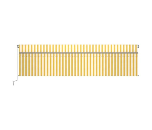 Toldo retráctil manual con persiana y LED amarillo blanco 6x3 m