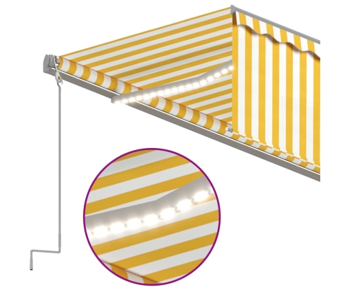 Toldo retráctil manual con persiana y LED amarillo blanco 6x3 m