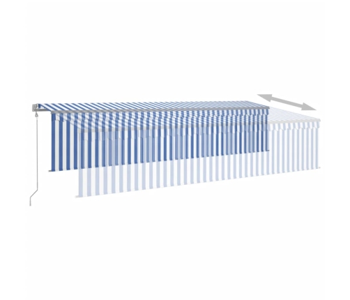 Toldo automático retráctil con persiana 6x3 m azul y blanco