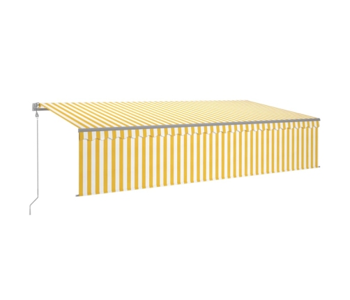 Toldo retráctil automático con persiana amarillo y blanco 6x3 m