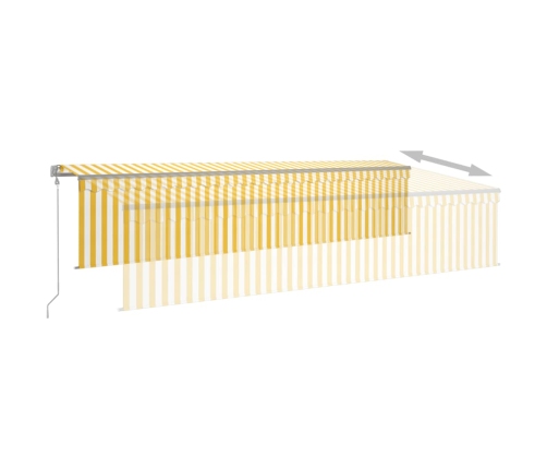 Toldo retráctil automático con persiana amarillo y blanco 6x3 m