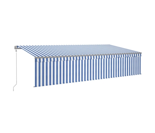 Toldo automático persiana LED sensor de viento azul blanco 6x3m