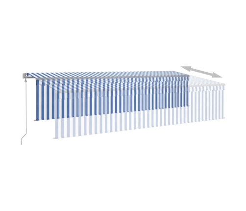 Toldo automático persiana LED sensor de viento azul blanco 6x3m