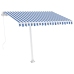 Toldo de pie retráctil manual azul y blanco 300x250 cm