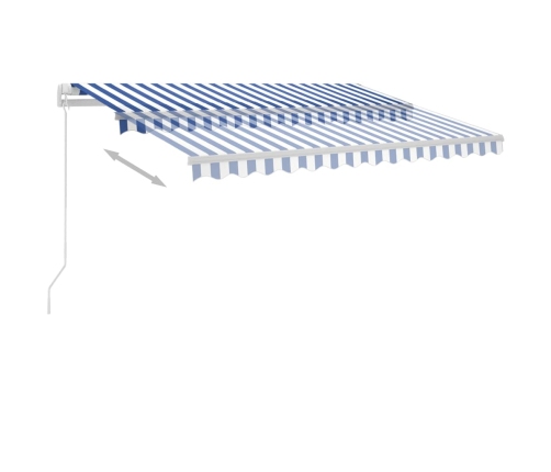 Toldo de pie retráctil manual azul y blanco 300x250 cm