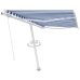 Toldo de pie retráctil manual azul y blanco 300x250 cm