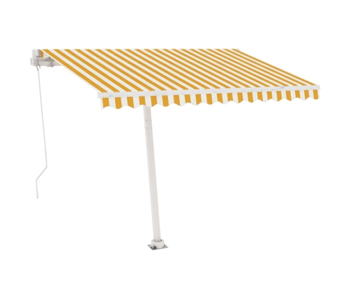 Toldo de pie retráctil manual amarillo y blanco 300x250 cm