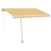 Toldo de pie retráctil manual amarillo y blanco 300x250 cm