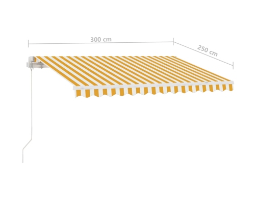 Toldo de pie retráctil manual amarillo y blanco 300x250 cm