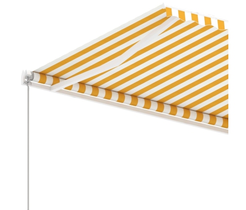 Toldo de pie retráctil manual amarillo y blanco 300x250 cm