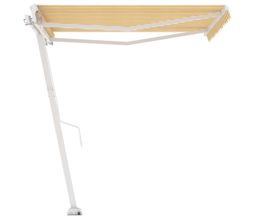 Toldo de pie retráctil manual amarillo y blanco 300x250 cm