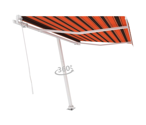 Toldo de pie retráctil manual naranja y marrón 300x250 cm