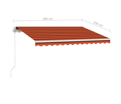 Toldo de pie retráctil manual naranja y marrón 300x250 cm