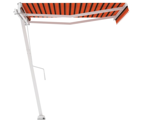 Toldo de pie retráctil manual naranja y marrón 300x250 cm