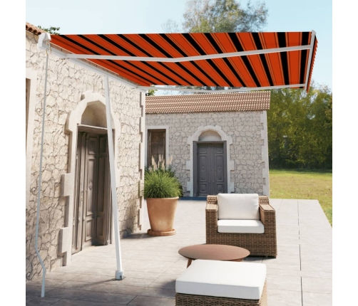 Toldo de pie retráctil manual naranja y marrón 300x250 cm