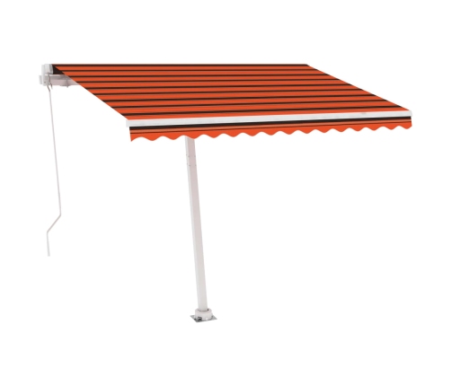 Toldo manual retráctil con luz LED naranja y marrón 300x250 cm