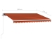 Toldo manual retráctil con luz LED naranja y marrón 300x250 cm