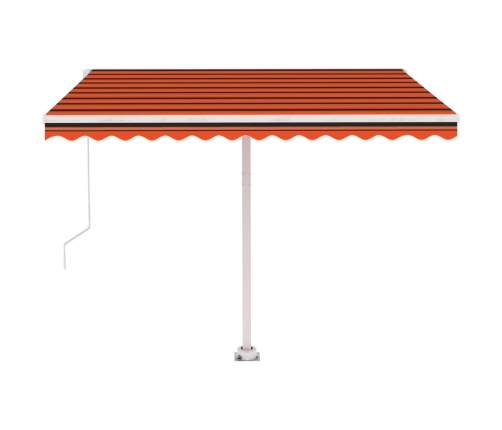 Toldo manual retráctil con luz LED naranja y marrón 300x250 cm
