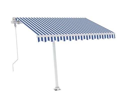 Toldo automático LED sensor de viento azul y blanco 300x250 cm