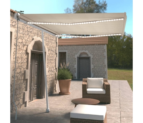 Toldo automático con LED sensor de viento color crema 300x250cm