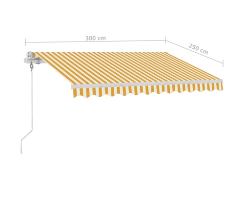 Toldo automático LED sensor de viento amarillo blanco 300x250cm