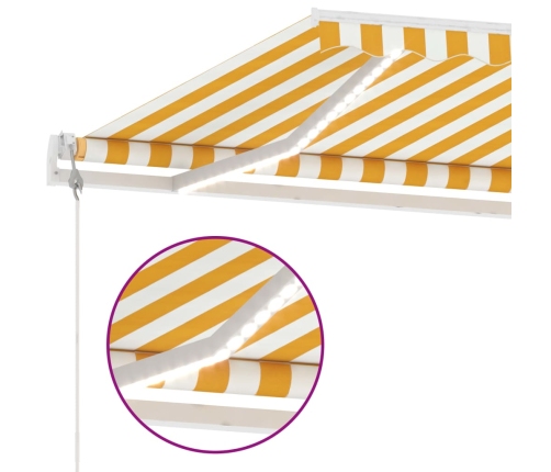 Toldo automático LED sensor de viento amarillo blanco 300x250cm