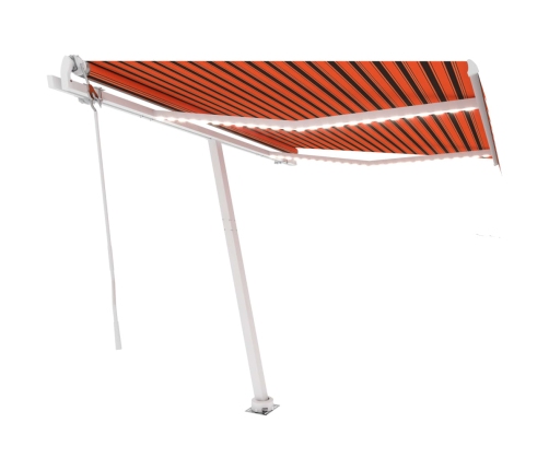 Toldo automático LED sensor de viento naranja marrón 300x250 cm