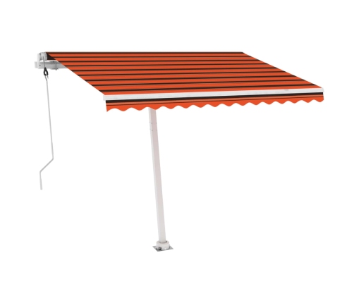 Toldo automático LED sensor de viento naranja marrón 300x250 cm