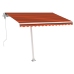 Toldo automático LED sensor de viento naranja marrón 300x250 cm