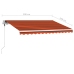 Toldo automático LED sensor de viento naranja marrón 300x250 cm