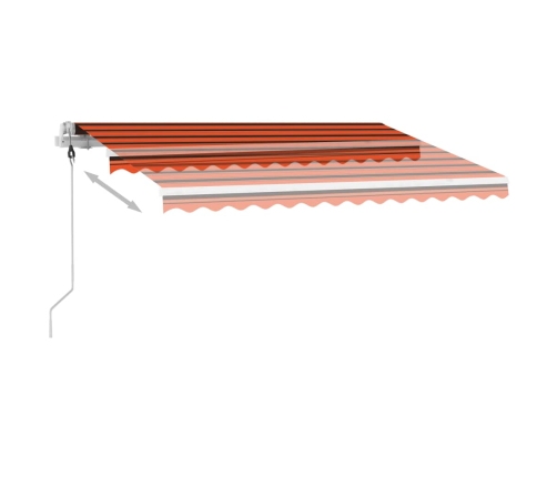 Toldo automático LED sensor de viento naranja marrón 300x250 cm