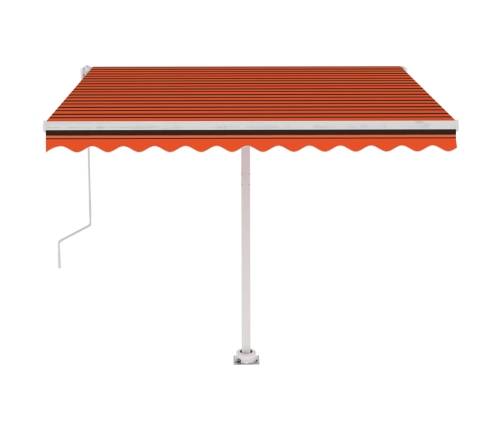 Toldo automático LED sensor de viento naranja marrón 300x250 cm