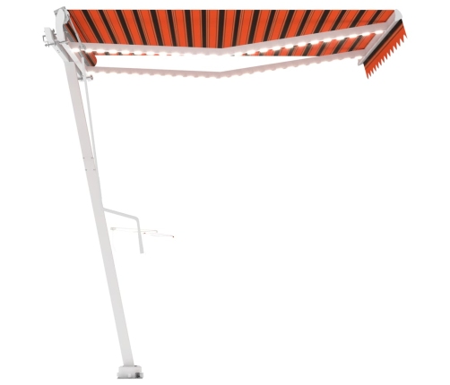 Toldo automático LED sensor de viento naranja marrón 300x250 cm