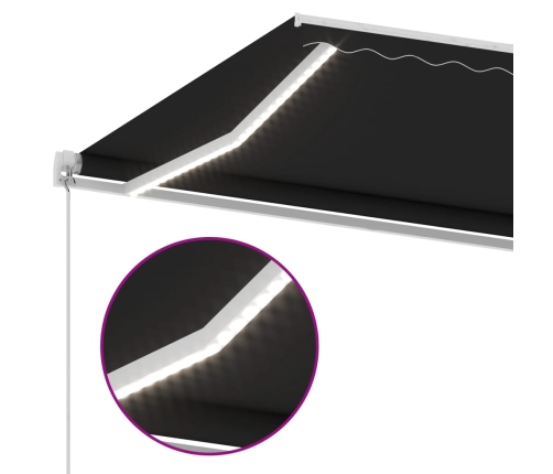 Toldo retráctil manual con LED antracita 350x250 cm