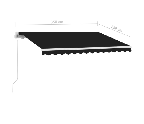 Toldo retráctil manual con LED antracita 350x250 cm