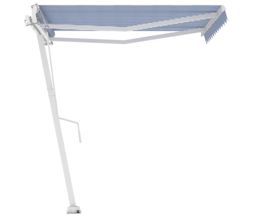 Toldo de pie automático azul y blanco 350x250 cm