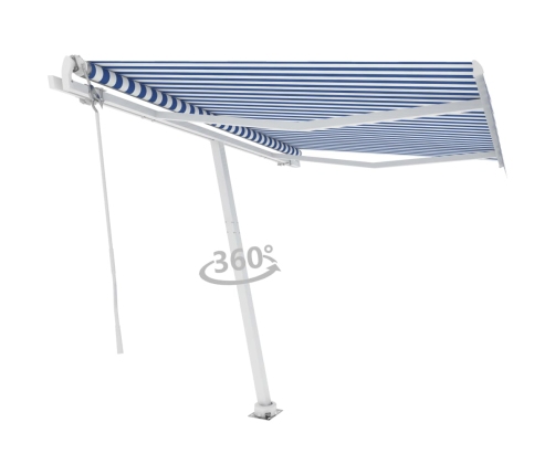 Toldo de pie automático azul y blanco 350x250 cm