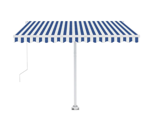 Toldo de pie automático azul y blanco 350x250 cm