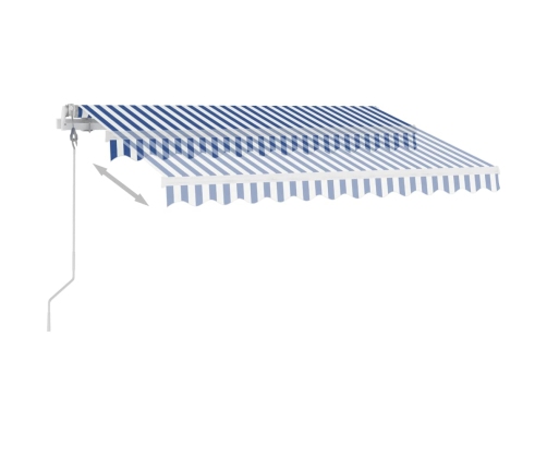 Toldo de pie automático azul y blanco 350x250 cm