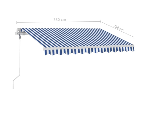 Toldo de pie automático azul y blanco 350x250 cm