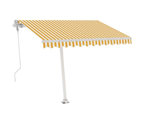 Toldo de pie automático amarillo y blanco 350x250 cm