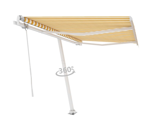 Toldo de pie automático amarillo y blanco 350x250 cm