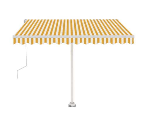 Toldo de pie automático amarillo y blanco 350x250 cm