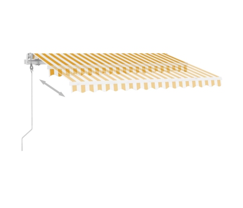 Toldo de pie automático amarillo y blanco 350x250 cm