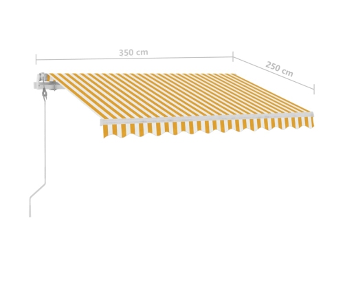 Toldo de pie automático amarillo y blanco 350x250 cm
