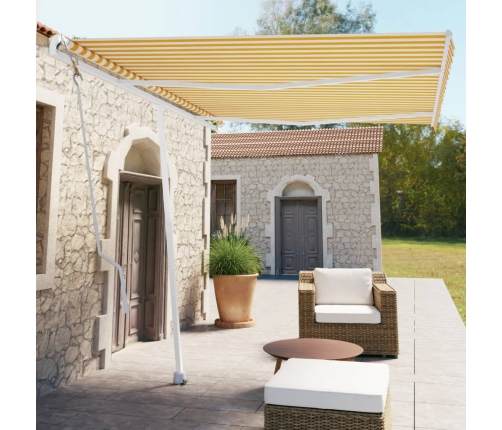 Toldo de pie automático amarillo y blanco 350x250 cm