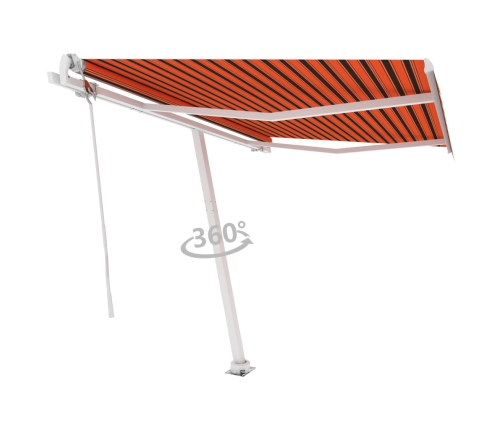 Toldo de pie automático naranja y marrón 350x250 cm