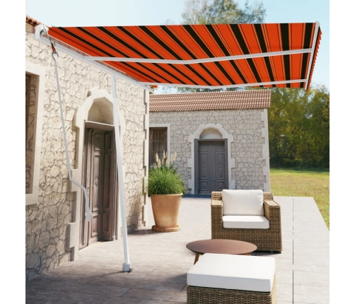 Toldo de pie automático naranja y marrón 350x250 cm