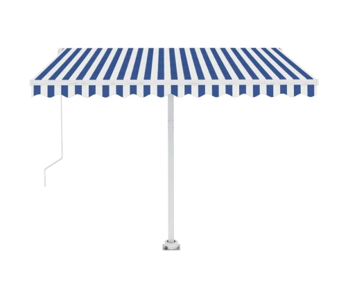 Toldo automático LED sensor de viento azul y blanco 350x250 cm